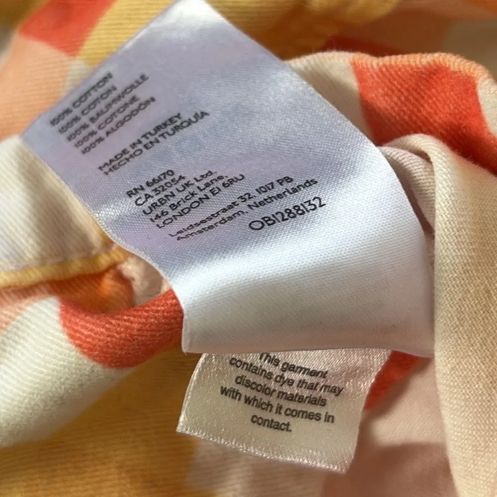 Free People She’s All That Orange Yellow Picnic Gingham Checker Crop Pants - 8 - Picture 14 of 15